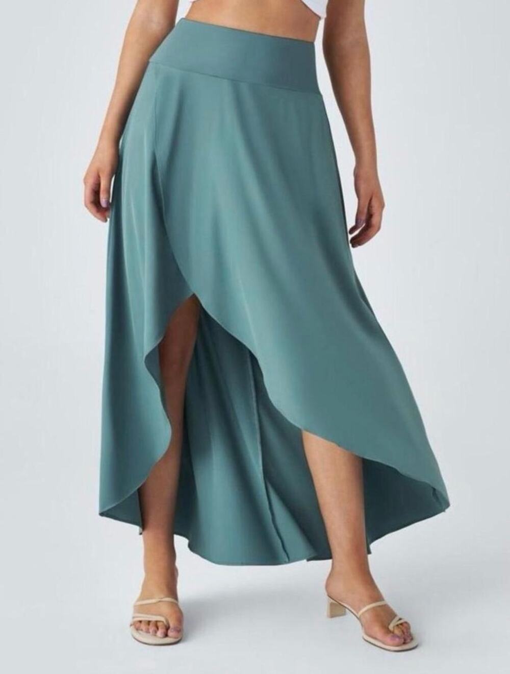 Halara Skort Women's Large Flowy Hi-Low Midi Length Skirt Blue NWT